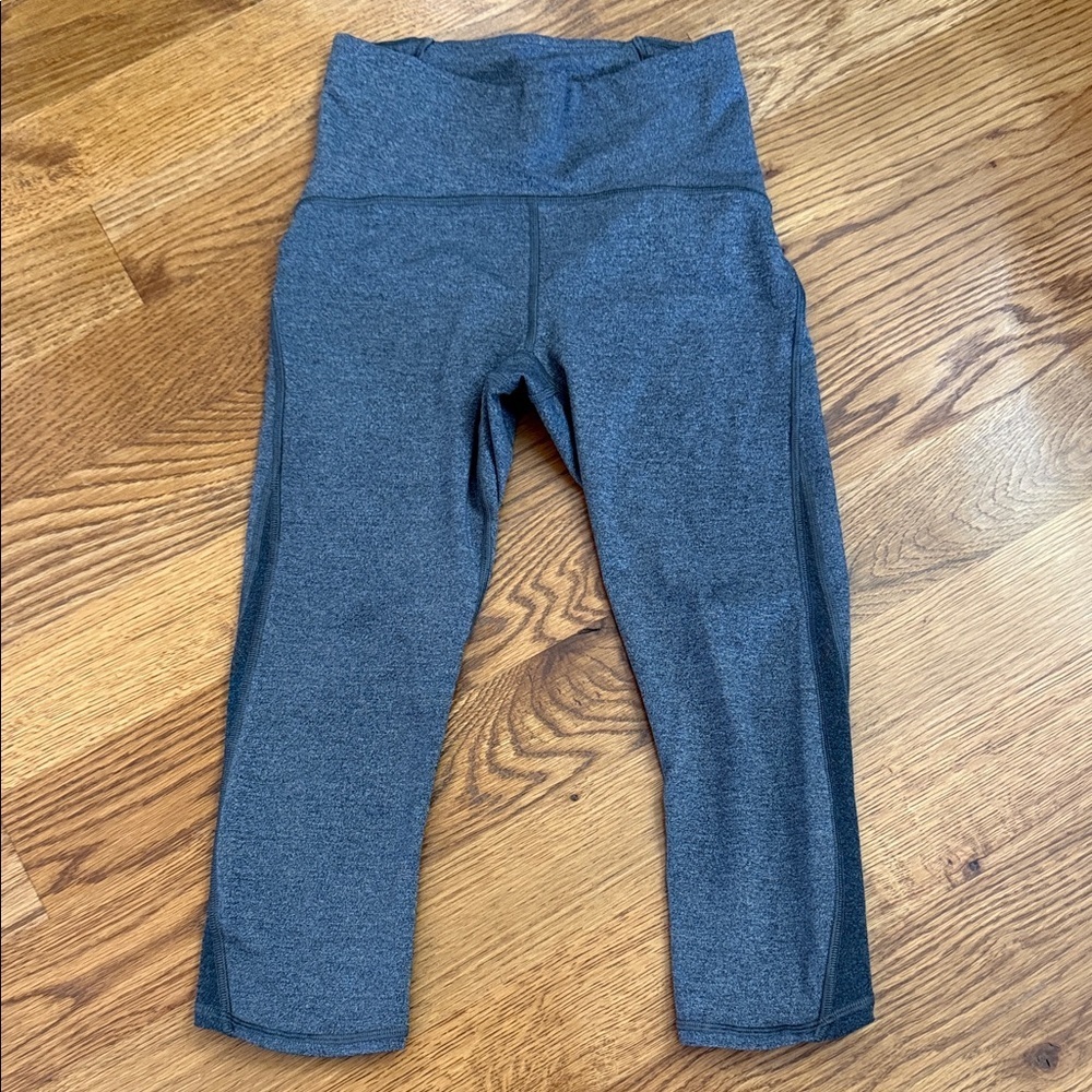 Lululemon Wunder Under Crop Heather Gray Luon Leggings Size 4